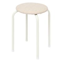 5Five Stapelbaar zit krukje Fierra - metaal/polyester - wit - D38 x H46 cm - stoelen