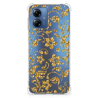 Motorola Moto G14 Case Gouden Bloemen Motorola Moto G14 Case Gouden Bloemen