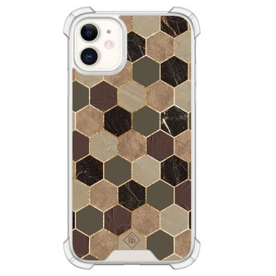 iPhone 11 siliconen shockproof hoesje - Kubus groen bruin