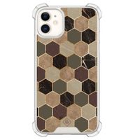 iPhone 11 siliconen shockproof hoesje - Kubus groen bruin