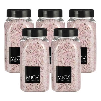 Mica Decorations decoratie stenen/granulaat - 5x - 650ml - roze - hobby steentjes