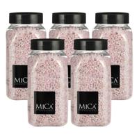 Mica Decorations decoratie stenen/granulaat - 5x - 650ml - roze - hobby steentjes