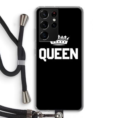 Queen zwart: Samsung Galaxy S21 Ultra Transparant Hoesje met koord