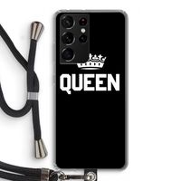 Queen zwart: Samsung Galaxy S21 Ultra Transparant Hoesje met koord