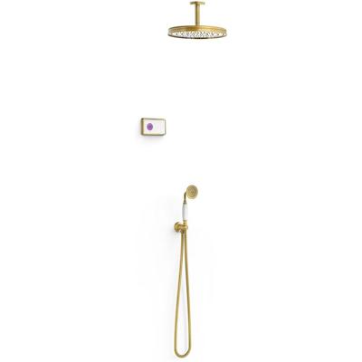 Regendouche set electronisch Tres Shower Technology Classic | Inbouw | Thermostaatkraan | 2-weg | Vintage | Messing oud