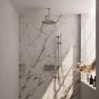 Brauer Chrome Edition Thermostatische Regendoucheset Inbouw - Hoofddouche 30 cm - Met Drukknoppen - Handdouche Staaf - Doucheslang - Geintegreerde Glijstang - Chroom