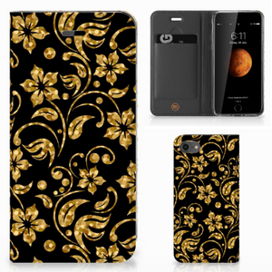 iPhone 7 | 8 | SE (2020) | SE (2022) Smart Cover Gouden Bloemen