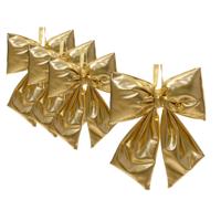 Grote decoratie strik - 4x - 28 x 40 cm - goud - metallic - kunststof - deur ornament kerststrik
