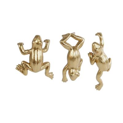 Beeld Kikker polystone 6,5x8cm goud