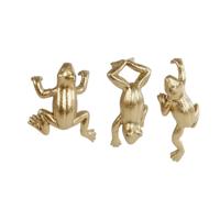 Beeld Kikker polystone 6,5x8cm goud
