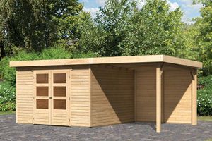 Woodfeeling | Tuinhuis Askola 6 met Overkapping 2,4 en Achterwand | Onbehandeld