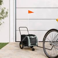 Hondenfietstrailer oxford stof en ijzer grijs en zwart - thumbnail