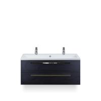 Seville Badmeubelset 120 cm - 2 laden Black Oak - Wastafel Djazz Enkel 2 kraangaten