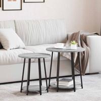 Bijzettafelset 2 pcs Grijs sonoma en Zwart 50 x 50 x 51 cm