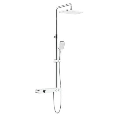 Regendouche set Aloni | opbouw | Thermostaatkraan | 2-weg | 30 cm | 3-knops | Vierkant | Chroom