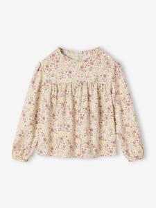 Blouse met bloemmotieven voor meisjes vanille