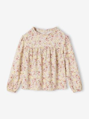 Blouse met bloemmotieven voor meisjes vanille