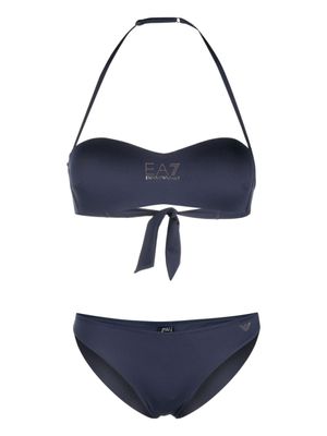 Ea7 Emporio Armani bikini à logo orné de cristaux - Bleu