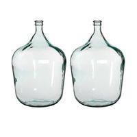 2x stuks fles vazen Diego 40 x 56 cm transparant gerecycled glas - Vazen - thumbnail