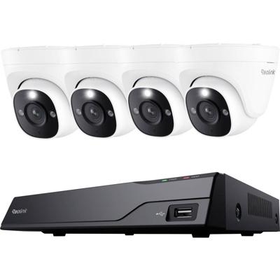 Reolink Netzwerkkamera NVS8-8MD4 IP-Bewakingscameraset LAN 8-kanaals Met 4 cameras 3840 x 2160 Pixel