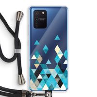 Gekleurde driehoekjes blauw: Samsung Galaxy Note 10 Lite Transparant Hoesje met koord
