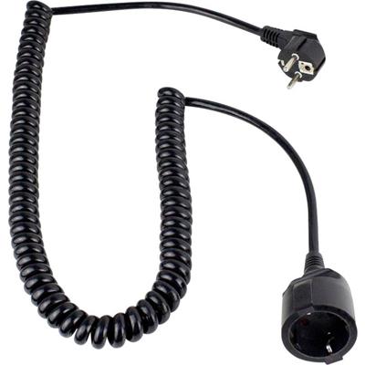 AS Schwabe 70410 Stroom Verlengkabel 16 A Zwart 2.50 m H05VV-F 3G 1,5 mm² Spiraalkabel