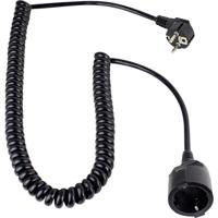 AS Schwabe 70410 Stroom Verlengkabel 16 A Zwart 2.50 m H05VV-F 3G 1,5 mm² Spiraalkabel