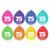 Party Ballonnen 75 jaar - leeftijd verjaardag - 8x stuks - 29 cm - versiering/feestartikelen