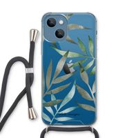 Tropical watercolor leaves: iPhone 13 Transparant Hoesje met koord