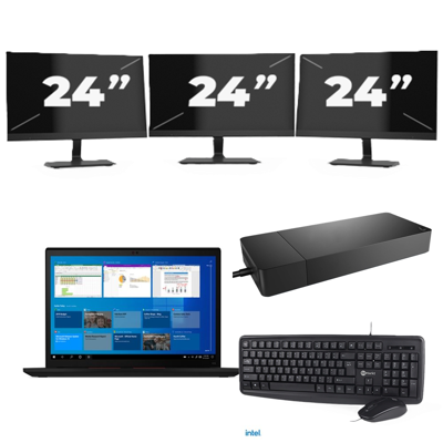 Lenovo ThinkPad X13 Gen 2 - Intel Core i5-11e Generatie - 13 inch - 8GB RAM - 256GB SSD - Windows 11 Home + 3x 24 inch Monitor