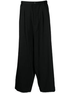 Yohji Yamamoto pantalon fuselé à détails plissés - Noir