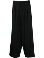 Yohji Yamamoto pantalon fuselé à détails plissés - Noir - thumbnail