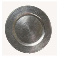 Rond kaarsenbord/kaarsenplateau zilver van kunststof 33 cm