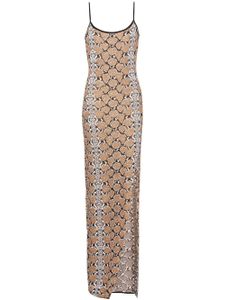 Balmain robe longue à motif peau de python en jacquard - Marron