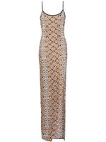 Balmain robe longue à motif peau de python en jacquard - Marron