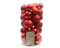 Kerstbal plastic glans-mat-glitter assorted kerstrood - KSD