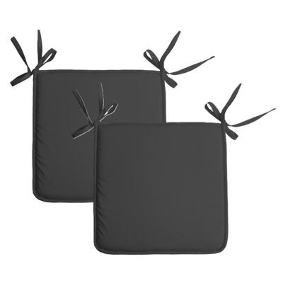 Stof Textile Home stoelkussens - 2x - antraciet - 38 x 38 x 3 cm - voor binnen - vierkant