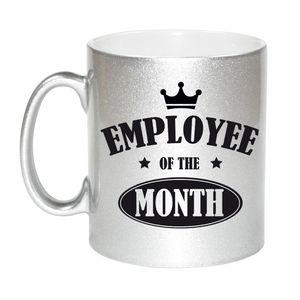 1x stuks collega cadeau mok / beker zilver employee of the month   -