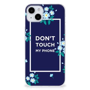 iPhone 15 Silicone-hoesje Flowers Blue DTMP