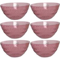 Schaaltje/kommetje - 6x - roze - kunststof - D14 x H7 cm - campingservies