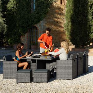 tectake -zitgroep New York-Wicker tuinset-grijs-403821