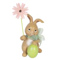 Clayre & Eef Multi Decoratie konijn met bloem 9*9*17 cm 6PR3132