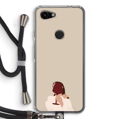 I drink wine: Pixel 3a Transparant Hoesje met koord
