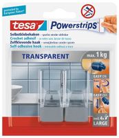 tesa POWERSTRIPS® Zelfklevende haak Large Transparant, Chroom Inhoud: 2 stuk(s) - thumbnail