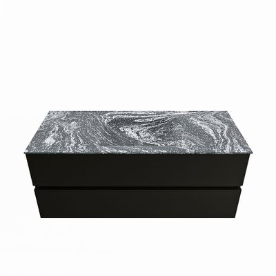 MONDIAZ VICA-DLUX 120cm badmeubel onderkast Urban 2 lades. Inbouw wastafel CLOUD midden zonder kraangat, kleur Lava.