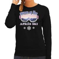 Apres ski sweater voor dames - Queen of the apres ski - zwart - apres ski/wintersport - skien