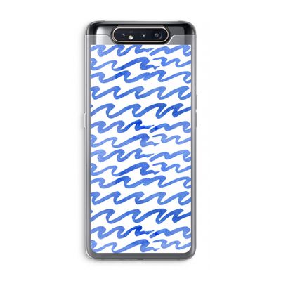 Blauwe golven: Samsung Galaxy A80 Transparant Hoesje