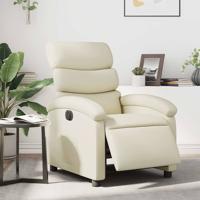 Fauteuil elektrisch verstelbaar kunstleer crèmekleurig