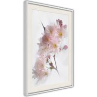 Ingelijste Poster - Lente Bloemen Witte lijst met passe-partout