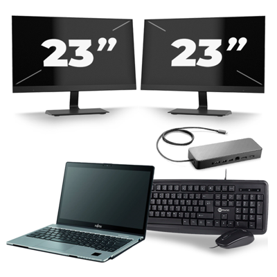 Fujitsu LifeBook S938 - Intel Core i7-8e Generatie - 13 inch - 16GB RAM - 256GB SSD - Windows 11 + 2x 23 inch Monitor